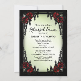 Invitación Iron Gótico Rojo Rosa Verde Ensayo Cena