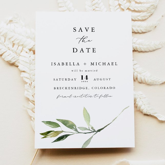 Invitación ISABELLA Elegant Minimal Greeneration Save the Dat (Subido por el creador)