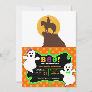 Invitación ISilhouette de vaquero montando caballo al atardec