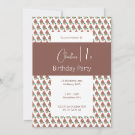 Invitación Isima Chocolate Cherry Cupcake 1º cumpleaños