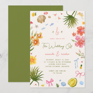 Invitación Isla Colorida Fantasía de Playa Boda Tropical
