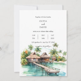 Invitación Isla Costera Bungalows Beach Wedding