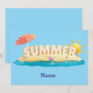 Invitación Isla de Playa de Verano 3D Vacaciones Tropicales d