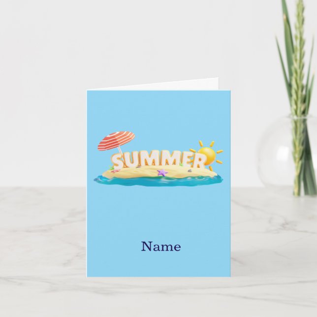 Invitación Isla de Playa de Verano 3D Vacaciones Tropicales d (Anverso)