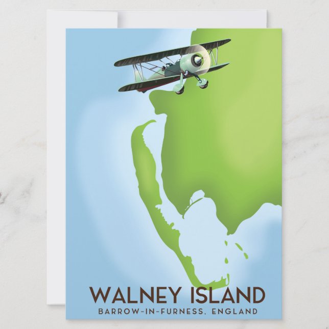 Invitación Isla de Walney, Burrow-In-Furness, Inglaterra mapa (Anverso)