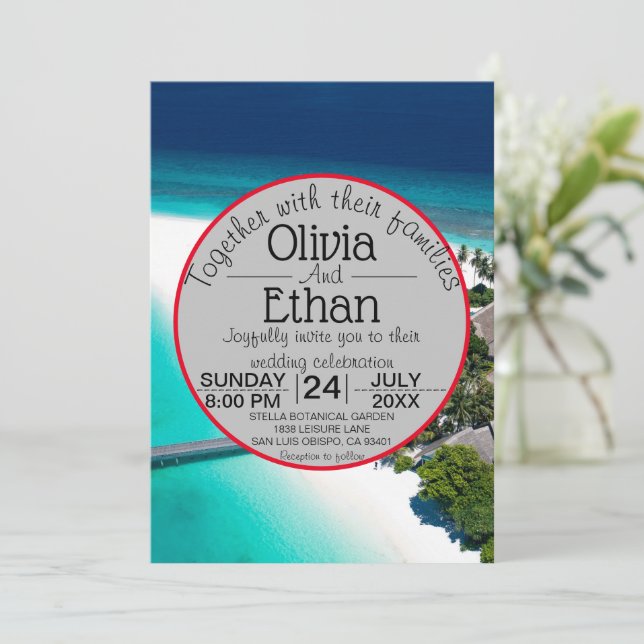 Invitación Isla marina con naturaleza (Anverso de pie)