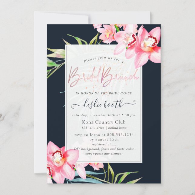 Invitación Isla Orquídea PixDezines, Marina Brunch Bridal+Ros (Anverso)