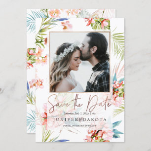 Invitación Isla Orquídea PixDezines, Orquídea Peach+Palmas