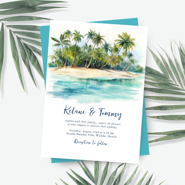 Invitación Isla Paraíso Boda Tropical en Playa (Subido por el creador)