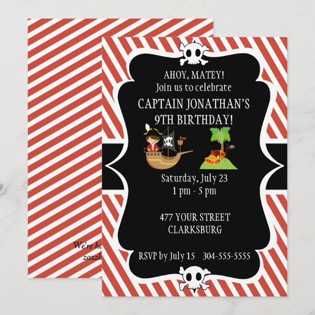 Invitación Isla Pirata (Anverso / Reverso)