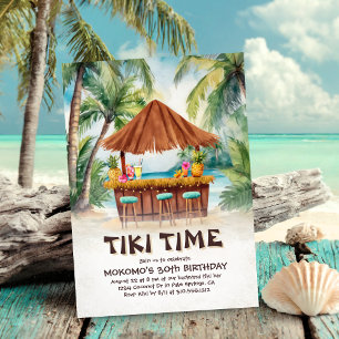 Invitación Isla Tropical Tiki Bar Beach Cumpleaños
