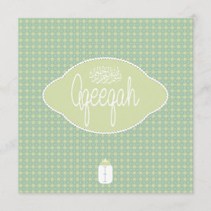Invitación Islam islámico suave verde Aqeeqah Aqiqah vintage