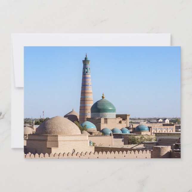 Invitación Islam Khodja Minaret y mezquita - Khiva, Uzbekistá (Anverso)