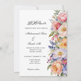 Invitación islámica floral rosada moderna