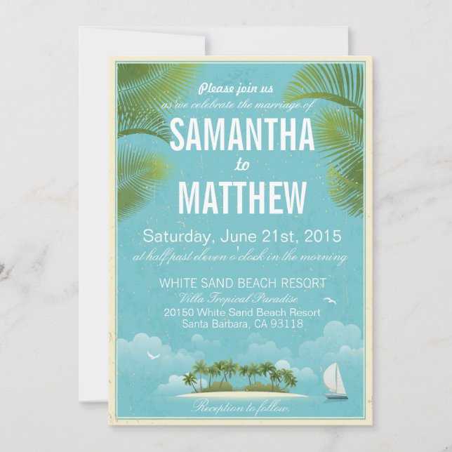Invitación Island Beach Destination Bridal Shower (Anverso)