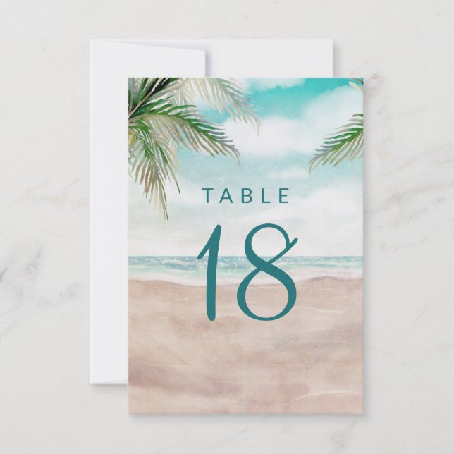 Invitación Island Breeze Beach Asientos Bodas Número de mesas (Anverso)