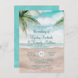 Invitación Island Breeze Palm Trees Beach Scene Boda