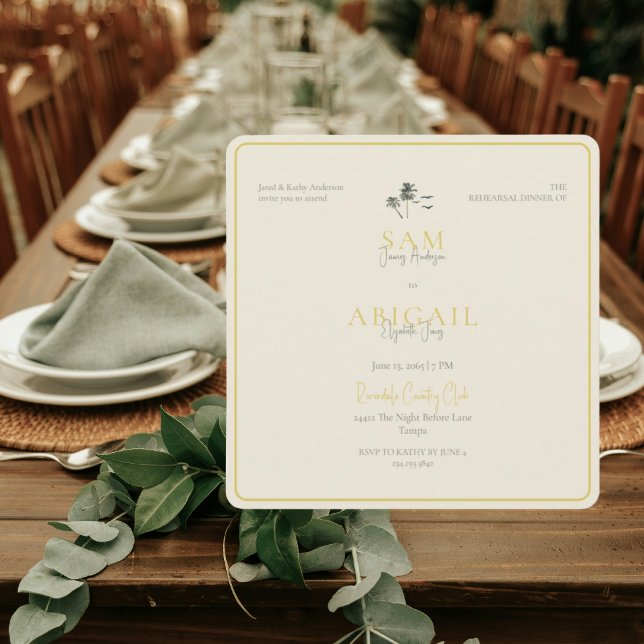 Invitación Island Citrus Rehearsal Dinner Square (Subido por el creador)