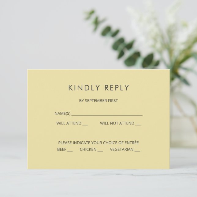 Invitación Island Citrus Yellow Wedding RSVP Card (Anverso de pie)