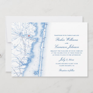 Invitación Island Heights New Jersey Map Elegant Navy Boda