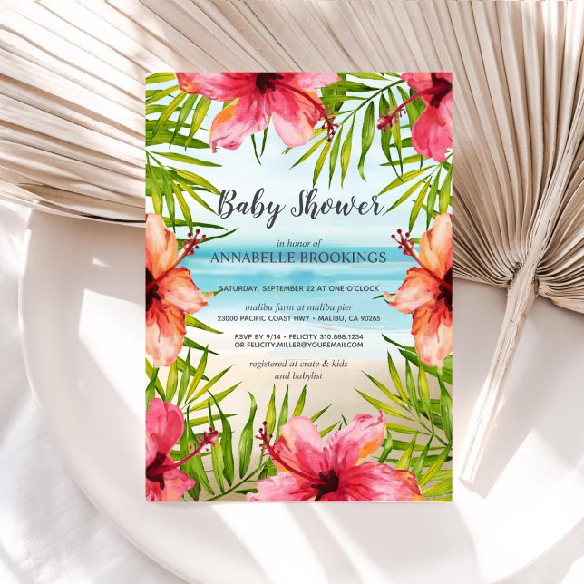 Invitación Island Paradise Tropical Beach Baby Shower (Subido por el creador)