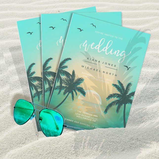 Invitación Isle Tropical Sunrise Boda L2 Arch ID581 Verde azu (Subido por el creador)