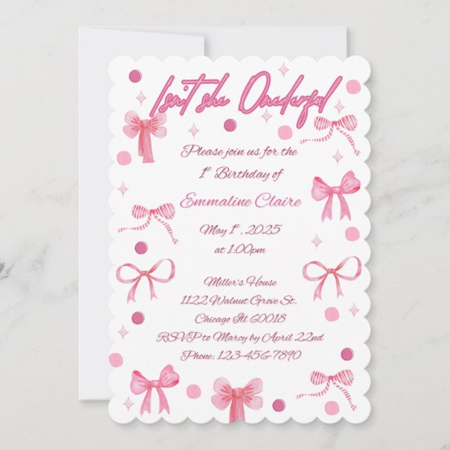 Invitación Isn't She Onderful First Birthday Invitation (Anverso)