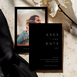 Invitación ISSA Black Elegant Save the Date Invite with Photo