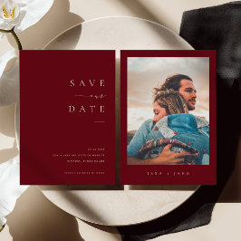 Invitación ISSA Bugundy Elegant Save the Date Photo Invite