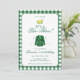 Invitación It’s A Par-Three Golf 3rd Birthday Green Gingham
