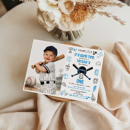 Invitación It’s Game Time Baseball 1st Birthday – Fun Sports