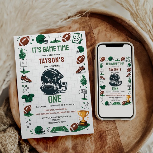 Invitación It’s Game Time Football 1st Birthday (It’s Game Time Football 1st Birthday Invitation
)