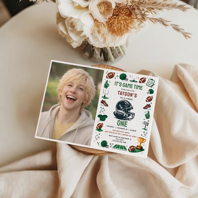 Invitación It’s Game Time Football 1st Birthday (It’s Game Time Football 1st Birthday photo Invitation
)