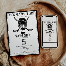 Invitación It’s Game Time Hockey 5th Birthday Party 