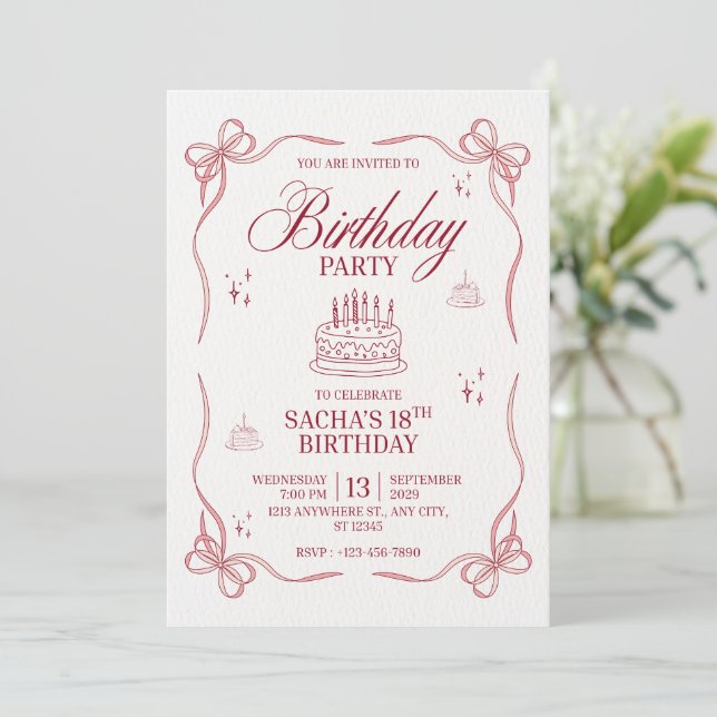 Invitación It’s My Birthday Invitation Trendy Design (Anverso de pie)