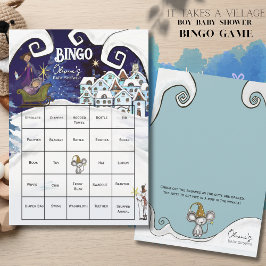 Invitación It Takes a Village: Blue Winter Magic Bingo Card