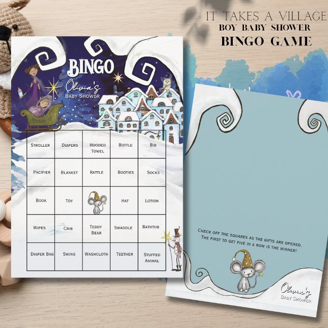 Invitación It Takes a Village: Blue Winter Magic Bingo Card (It Takes a Village Blue Winter Magic Bingo Card)