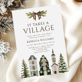 Invitación It Takes a Village Christmas Baby Shower