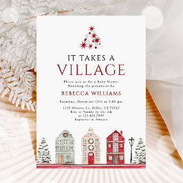 Invitación It Takes a Village Christmas Baby Shower