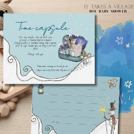Invitación It Takes a Village: Ice Blue Time Capsule Card