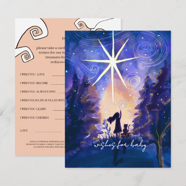 Invitación It Takes a Village Pink Wishes for Baby Game Card (Anverso / Reverso)