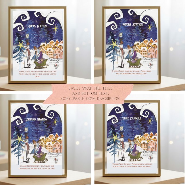 Invitación It Takes a Village Universal Sign Suite TEMPLATE (It Takes a Village Universal Sign Suite TEMPLATE- 4 sings suggestion , text is editable)