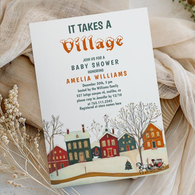 Invitación It Takes a Village Winter Baby Shower (Subido por el creador)