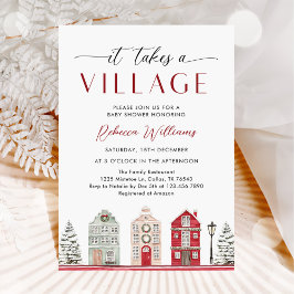 Invitación It Takes a Village Winter Christmas Baby Shower
