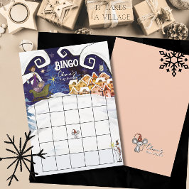 Invitación It Takes a Village Winter Girl Baby Shower Bingo