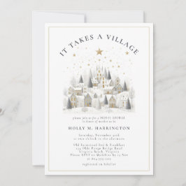 Invitación It Takes a Village Winter Photo Baby Shower 