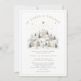 Invitación It Takes a Village Winter Photo Baby Shower 