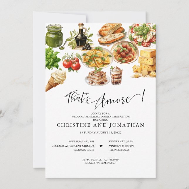 Invitación Italia | Alimentos italianos | Cena de ensayo (Anverso)