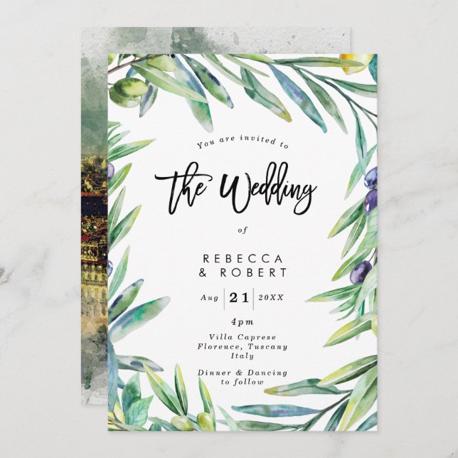 Invitación Italia La vid toscana invita a una boda moderna (Anverso / Reverso)