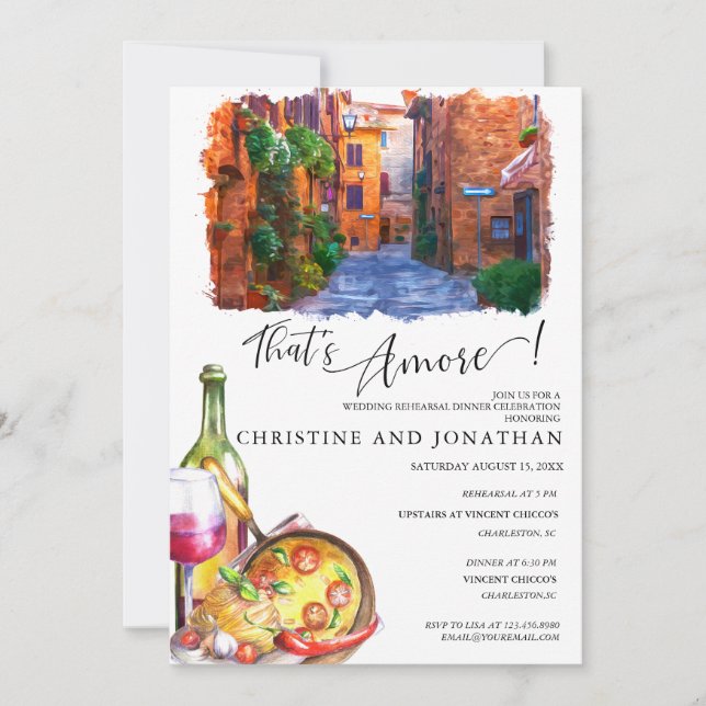 Invitación Italia toscana | Alimentos italianos | Cena de ens (Anverso)